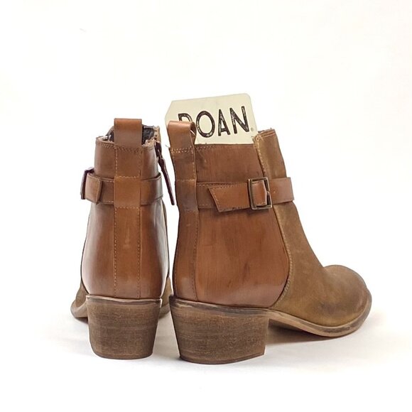 Roan Uma Hand Finished Full Grain Leather Belted Cowboy Heel Ankle Booties. 8 - Picture 7 of 12